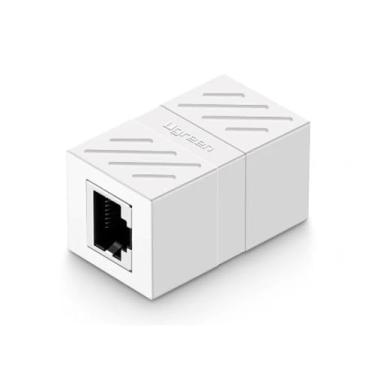 Imagem de Adaptador Rj45 p/Cabo de Internet 1000Mbps Branco Acoplador de Emenda Ethernet Fêmea para Fêmea Plug and Play MPOWER