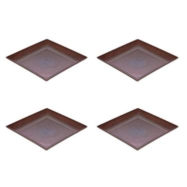 Imagem de 4un Petisqueira prato quadrado 24cm ecológico marrom escuro - evo
