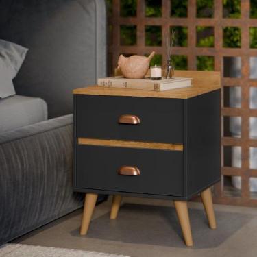 Imagem de Mesa de Cabeceira Quarto Mesinha Apoio Lateral Cama Box Casal Estilo D