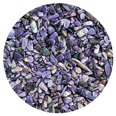 Imagem de Chips de pedras preciosas de charoita semi roladas naturais de 0,20 kg, mini cistais triturados de charoita, formas irregulares, lascas de cristal não perfuradas (charoita)