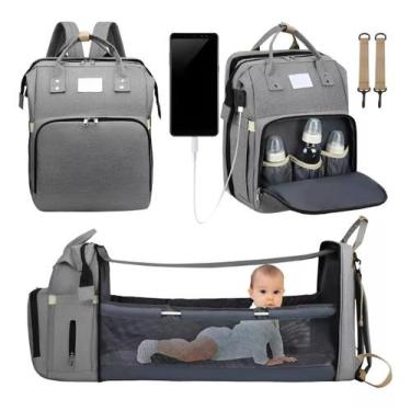 Imagem de Mochila Maternidade que Vira Berço com Bolsos Térmicos à Prova Dágua A