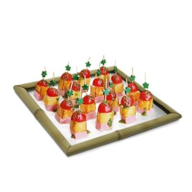 Imagem de Bandeja de Vidro e Bambu Natural Artesanal para Servir ou Decorar Mesa Posta Lavabo Petiscos Porta Frios Doces