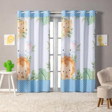 Imagem de Cortina Safari Baby Blackout 2,80X 2,20 p/ Quarto Infantil Criança Beb