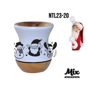 Imagem de Cuia de Madeira Premium Branca Personalizada Natal - Mix Atacadista, P