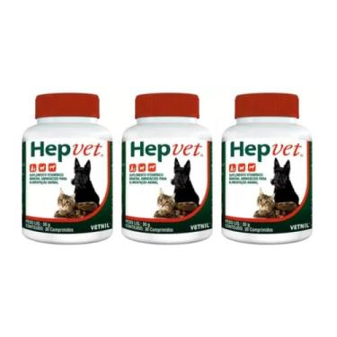 Imagem de 3 Hepvet Suplemento Para Cães Cão Cachorros Gatos 90cp
