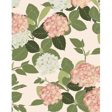 Imagem de HomKihapai Papel de parede floral autoadesivo de hortênsia papel de parede country francês creme em papel de parede para decoração de parede de quarto mural elegante (hortênsia blush, 1,200 cm x 44,2