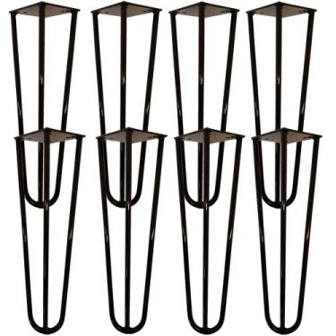 Imagem de Kit 08 Pés de Ferro Aço Hairpin Legs 45 cm Preto A01 Sofá Móveis Mesa 