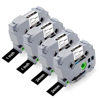 Imagem de Lonitul Fita de etiqueta TZe-355 de 24 mm compatível com Brother P Touch Fita TZe TZ 24 mm 0,94 laminada branca em preto Fita TZe355 para P Touch PT-D610BT PT-D600 PT-P710BT PT-P910BT etiquetadoras