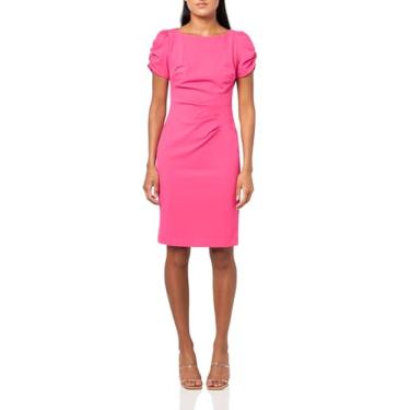 Imagem de KARL LAGERFELD Vestido feminino curto acima do joelho manga bufante básico bainha, Fúcsia, 36