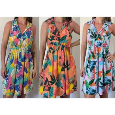 Imagem de Vestido Moda Casual Plus Size Gola Polo Sem Mangas Liganete Fresquinha