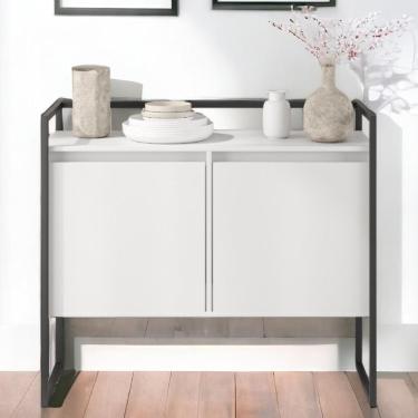 Imagem de Buffet Para Sala Industrial 2 Portas Cantinho Do Café Branco E Preto