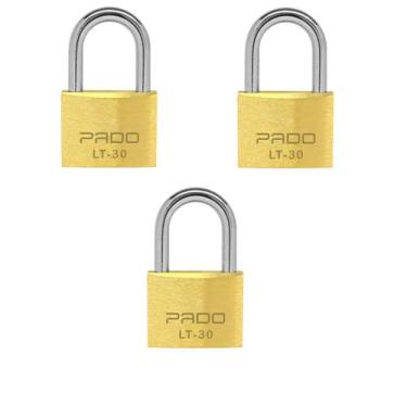 Imagem de Kit 3 Unidades Cadeado Latão 30mm Pado Segredos Diferentes, Cadeado La