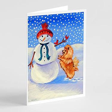 Imagem de Caroline's Treasures 7151GCA7P boneco de neve com bonecos de neve da Pomerânia e envelopes pacote com 8, 7 x 5, multicolorido