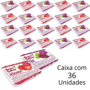 Imagem de Kit 36 Unidades De Geleia Sabor Morango e Uva Diet Bom Sabor Em Sachê 
