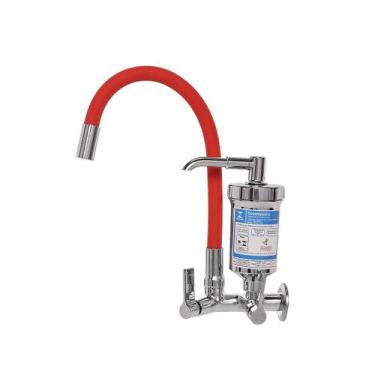Imagem de Torneira Filtro Gourmet Flexível Cozinha Parede Cone Vermelho - Um Nov