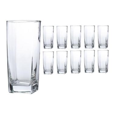 Imagem de Copo vidro Quadrado Transparente Mesa Posta 320ml 10 Unidade - PRATICA
