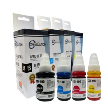 Imagem de Kit com 4 Refis de Tinta Pro Resolution GI190 para Canon G1100 G2100 G3100 G4100 e Séries G1110 G2110 G3110 G4110 - CMYK