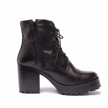 Imagem de Bota Sapato da Corte Coturno Salto Alto Cadarço, Preto, 37