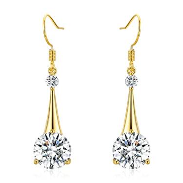 Imagem de SBLING Brincos de gota de zircônia cúbica folheados a ouro 18K ou folheados a platina - Presentes para mulheres/meninas, Cristal, Zircônia cúbica