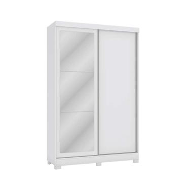 Imagem de Guarda Roupa Casal 2 Portas de Correr e 2 Gavetas c/Espelho e Pés N571 Branco - Kappesberg