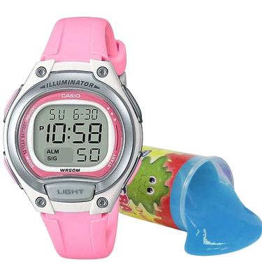 Imagem de Relógio de Pulso Casio Infantil Digital Alarme Quartz Esportivo Rosa LW-203-4AVDF + Massinha Slime Amoeba Geleca