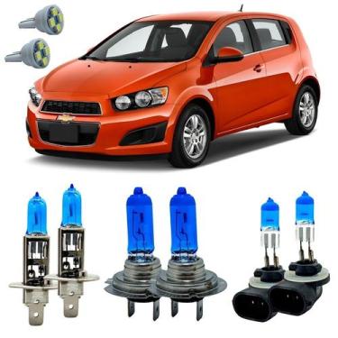 Imagem de Kit Lampadas Super Branca 8500k Sonic 2012 A 2014 + Led T10 - Cinoy/Qu