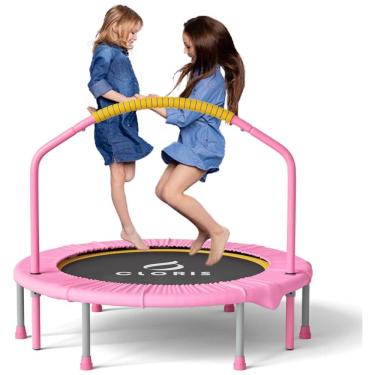 Imagem de Cama Elástica Infantil Dobrável com Alça de Espuma Ajustável e Capa Acolchoada de Segurança, CLORIS, Rosa