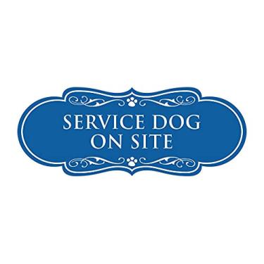 Imagem de Placa Designer Paws, Service Dog On Site (azul) - média 1 pacote