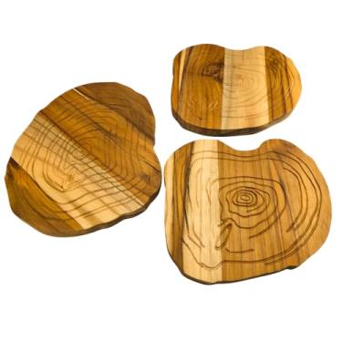 Imagem de Descanso De Panela Protetor De Mesa Em Madeira Kit com 3