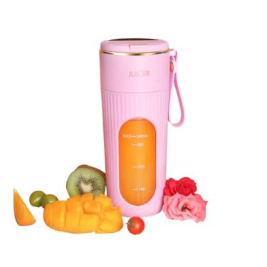 Imagem de Liquidificador pessoal para smoothies e batidos, liquidificador de suco sem fio de 340 g com 14 lâminas, copo portátil para espremedor com visor digital, recarregável por USB para cozinha, escritório