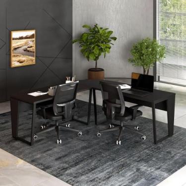 Imagem de Mesa em L Escritório 210cm x 210cm Pés Metal F5 Office - F5 Office G, 