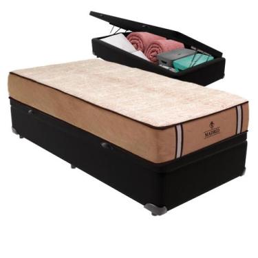 Imagem de Cama Box Baú e Colchão Madrid Molas V-Store 78x188x28, Preto