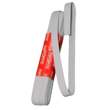 Imagem de SewKrafts Elástico Trançado De 1,2 Cm Largura, 2,7 Metros, Faixa Elástica Branca Para Costura Cós, Mangas, Decotes, Faixas Pernas E Cós Roupas Banho, Leve Lavável À Máquina
