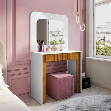 Imagem de Penteadeira Camarim Rouge 1 Gaveta Branco/Naturalle - Móveis Bechara, 