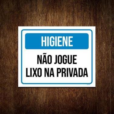 Imagem de Kit 10 Placas Higiene Não Jogue Lixo Na Privada - Sinalizo.Com