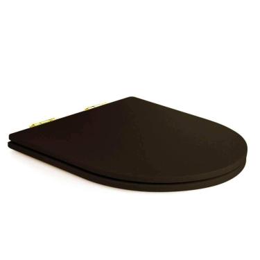 Imagem de Assento Poliester Soft Close Carrara Marrom Fosco Para Vaso Deca Com Ferragem Dourada