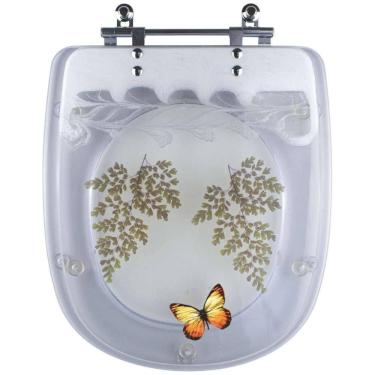 Imagem de Tampa De Vaso Decorada Borboleta Square Transparente Para Vaso Lorenzetti