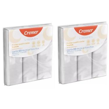 Imagem de 2 pacotes de Fralda de pano Quadriculada Premium total 6 Unidades 646504 Branca para bebê com 100% algodão Cremer