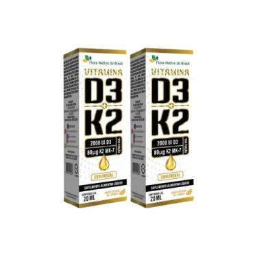 Imagem de 2X Vitamina D3 2000UI  K2 Gotas 20ml  Flora Nativa