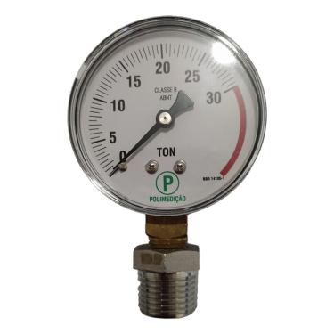 Imagem de Manômetro Prensa Hidráulica 30 Ton 1/4 Npt +  Bucha 1/2 Npt