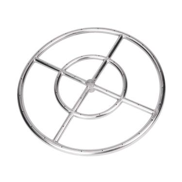 Imagem de GASPRO Queimador de anel de fogueira de 45 cm, queimador redondo para fogueira, lareira a gás natural e propano, aço inoxidável série 304, BTU 147.000 máx