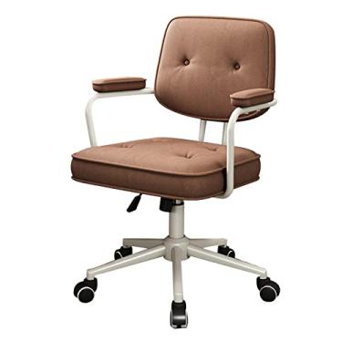 Imagem de Cadeira de escritório, cadeira de escritório em casa, cadeira de mesa de tecido tecnológico, braço médio para computador, cadeira de rodas ergonômica ajustável (marrom)