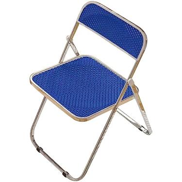 Imagem de Cadeira dobrável ergonômica cadeira de escritório dobrável varanda foto espreguiçadeira, cadeira de jantar de encosto para casa, cadeira de treinamento ao ar livre de trama de vime, várias cores