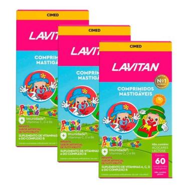 Imagem de Kit c/3 und Lavitan Kids Tutti-Frutti 60 Cpr - CIMED