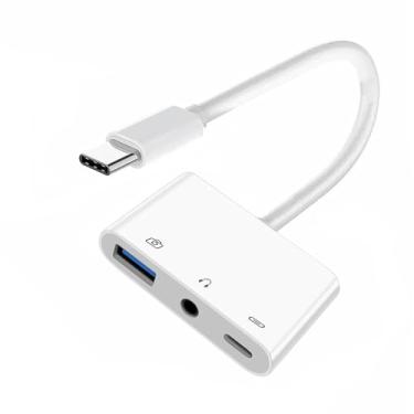 Imagem de xiwai Hub USB C tipo C para áudio auxiliar de 3,5 mm e tipo-A USB2.0 OTG fêmea com adaptador de carregamento de energia PD 3 em 1 extensor USB compatível com laptop, tablet, telefone