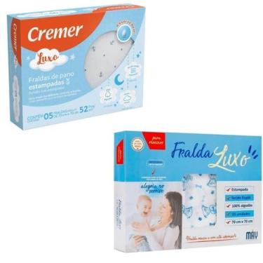 Imagem de Kit 2 Cx ul Fraldas Pano Cremer Minasrey Estampadas Luxo - Cremer E Mi