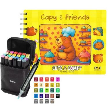 Imagem de Kit Completo Para Colorir Livro Estilo Bobbie Goods Capivaras Capa Dur