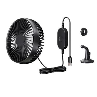 Imagem de Bothyi Ventilador de carro USB 12V 24V portátil Universal Rotativo 3 Velocidade Ventilador de circulação de ar ajustável para Van Truck RV SUV SUV, Preto