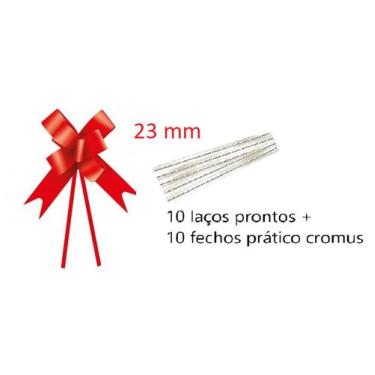 Imagem de Laço Pronto Liso 23 mm- 10 Unidades + Fecho prático Cromus, Vermelho