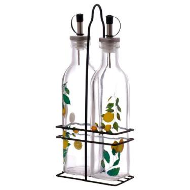 Imagem de Kit 2 Galheteiros de Vidro com Dosador Azeite Vinagre 250ml Limão Sici